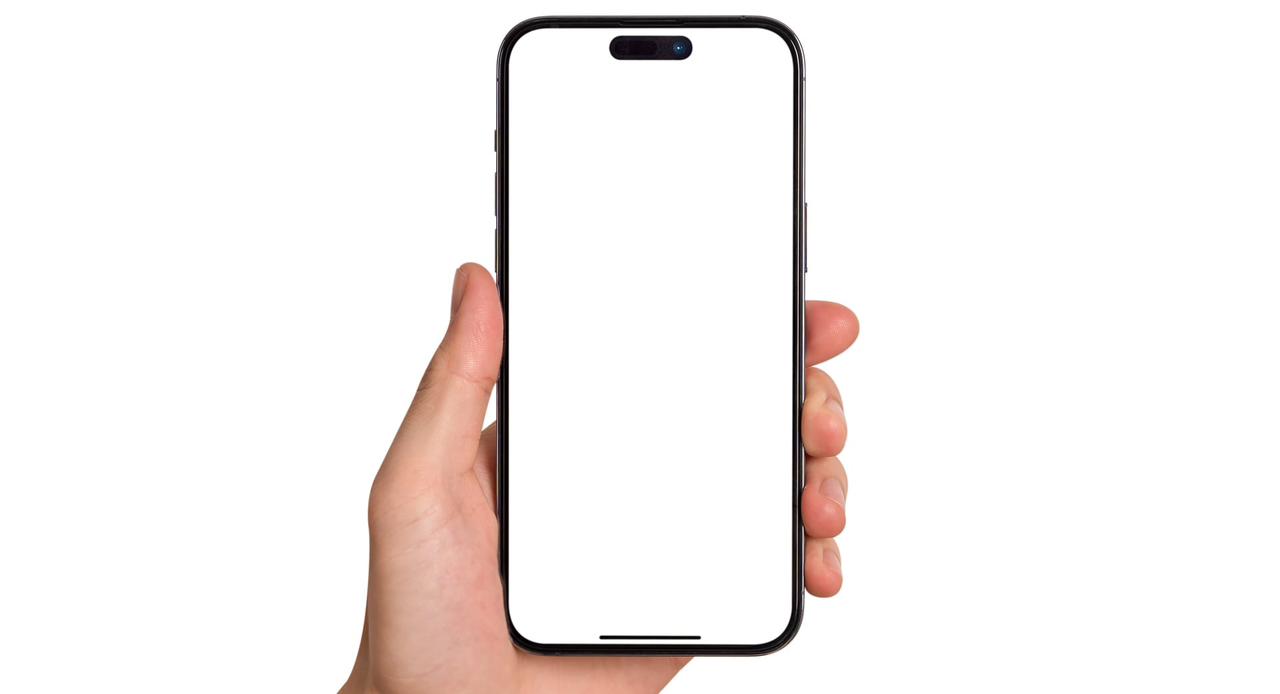 Hand holding phone mockup